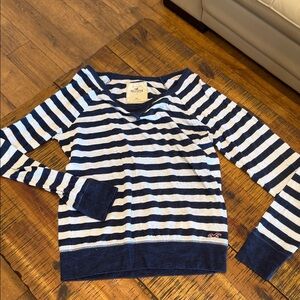 Hollister Navy & White Striped Long Sleeve Pullover